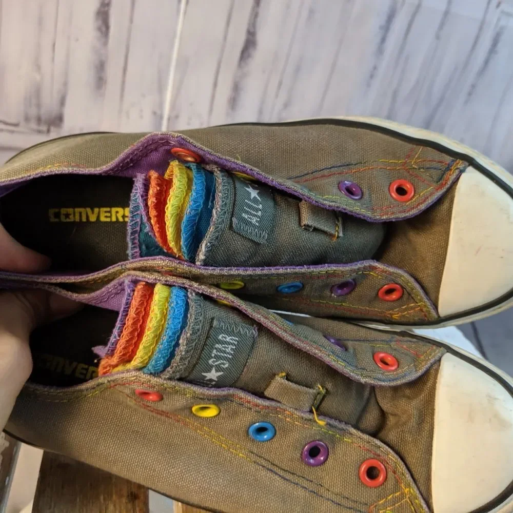 converse hitops kids youth shoes rainbow girls ska - Picture 7 of 8